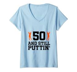 Damen 50. Geburtstag Golf 50 Jahre alt Golfspieler Geburtstag T-Shirt mit V-Ausschnitt von Golf Birthday Designs for Golf Players