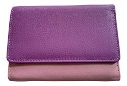 Golunski Kompakte RFID-Geldbörse für Damen, weiches Leder, dreifach gefaltet, Rosa Violett, M, Klassisch von Golunski
