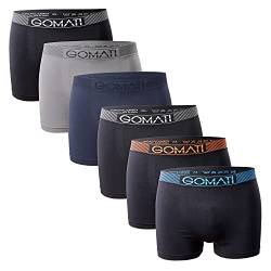 Gomati Herren Seamless Pants (6er Pack) Nahtlose Boxershorts aus Microfaser-Elasthan - Black Grey Mix M von Gomati