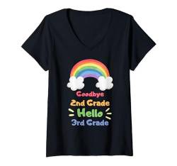 Damen Auf Wiedersehen, 2. Klasse, Hallo, 3. Klasse, lustige Kinder, Jungs T-Shirt mit V-Ausschnitt von Goodbye 2nd Grade Hello 3rd Grade Funny Kids Boys