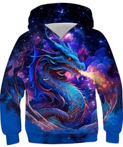 Goodstoworld 3D Pullover Kinder Drachen Druck Jungen Pulli Mädchen Hoodie Sweatshirt Kinder Galaxi Kapuzenshirt Kapuzenpullover Coole Lustig Pulli 14-16 Jahre von Goodstoworld