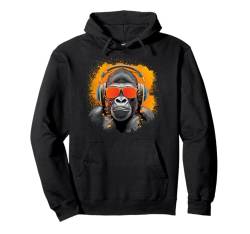 Gorilla DJ Geschenk Affe Mit Kopfhörer Party Konzert Natur Pullover Hoodie von Gorilla DJ Tshirt Herren Festival Party Feiern