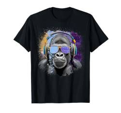 Gorilla DJ Geschenk Affe Mit Kopfhörer Party Konzert Natur T-Shirt von Gorilla DJ Tshirt Herren Festival Party Feiern