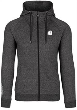 Gorilla Wear - Payette Zipped Hoodie - Grau - Bodybuilding Sport Alltag Freizeit mit Logo Aufdruck leicht und bequem für optimale Bewegung aus Polyester Baumwolle, M von Gorilla Wear