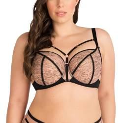 Gorsenia Dame Soft BH Große Brüste Bügel Gemustert Elegant Tüll K807 Cora, Schwarz,90D von Gorsenia