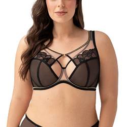 Gorsenia Dame Soft-BH Tüll Spitze Netz Schalen Träger Geblümt Dessous K758 Saanvi, Schwarz,100H von Gorsenia