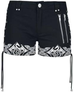 Gothicana by EMP Damen Schwarze Shorts mit Reißverschluss und Ornamenten 29 von Gothicana by EMP