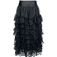 Gothicana by EMP - Gothic Langer Rock - Flounce Skirt With Velvet Details - S bis XXL - für Damen - Größe M - schwarz von Gothicana by EMP