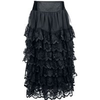 Gothicana by EMP - Gothic Langer Rock - Flounce Skirt With Velvet Details - S bis XL - für Damen - Größe M - schwarz von Gothicana by EMP