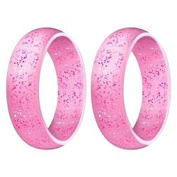 Goufride 2 Stück, Beliebt bei Frauen, Coole Ringe Aus Silikon, Ehering Aus Silikon, 5,7 Mm, Rosa 9 von Goufride