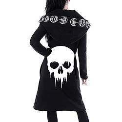 Graceyo Damen Gothic Punk Kapuzenpullover Vintage Retro Schwarz Kapuzenjacke Hoodie Sweatshirt Jacke Mantel Kapuzen Sweatjacke Pulli Streetwear Party Freizeit Kleidung Bluse Tops Outwear von Graceyo