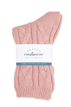 Graham Cashmere Damen Bettsocken aus reinem schottischem Kaschmir mit Zopfmuster, Blush Pink, Einheitsgröße von Graham Cashmere