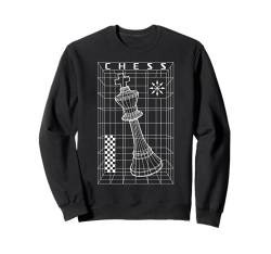 Schachspieler King Piece Futuristisches Schachmatt-Drahtmodell Sweatshirt von Grandio Design Chess Novelty Gifts