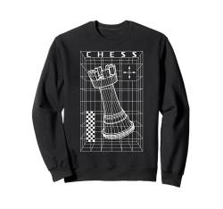 Schachspieler Rook Piece Futuristic Checkmate Wireframe Sweatshirt von Grandio Design Chess Novelty Gifts