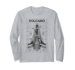 Vulkandiagramm Geologe Vulkanologie Vulkanologe Geologie Langarmshirt von Grandio Design Funny Scientific Science Gifts