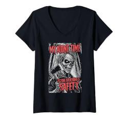 Damen Meine Zeit allein ist für jedermanns Sicherheit Serienmörder-Horror T-Shirt mit V-Ausschnitt von Grandio Design Halloween Horror