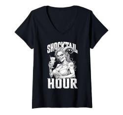 Damen Shocktail Hour Lustige Halloween-Getränke, Teufel, Frau, Dämon, Hölle T-Shirt mit V-Ausschnitt von Grandio Design Halloween Horror