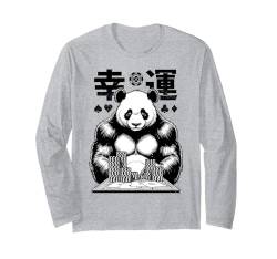 Pokerspieler Lucky Panda Bär Japanische Kanji Lustige Vier Asse Langarmshirt von Grandio Design Playing Cards Gifts