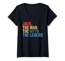 Damen Jack Name Personalisiertes Geschenk Man The Myth The Legend T-Shirt mit V-Ausschnitt von Graphic 365