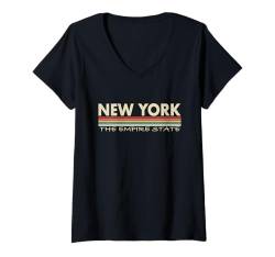 Damen NEW YORK - Retro Stripes - Throwback Design - Classic T-Shirt mit V-Ausschnitt von Graphic Club Inc.