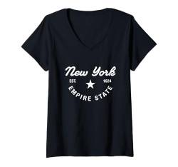 Damen New York - Empire State - Throwback Design - Classic T-Shirt mit V-Ausschnitt von Graphic Club Inc.