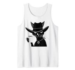 Black Cat Cowboy Coffee Lover Graphic T-Shirt Design Tank Top von Graphic Tees Men Women Boys Girls