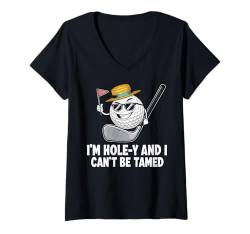 Damen Golfen Ich bin Holey und ich kann nicht gezähmt werden Golfliebhaber T-Shirt mit V-Ausschnitt von Graphic Tees Men Women Boys Girls