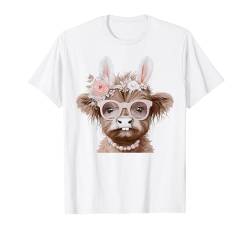 Highland Cow, Osterhasenohren, Frühlingsblume, Blumenmuster, niedlich T-Shirt von Graphic Tees Men Women Boys Girls