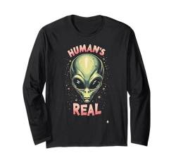 Alien Head Humans Echter UFO Spaceman Galaxy Alien Believer Langarmshirt von Graphic Tees for Men Women and Teens