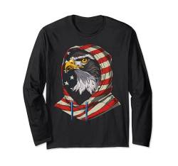 American Eagle USA Flag Hoodie Patriotischer Weißkopfseeadler 4 Langarmshirt von Graphic Tees for Men Women and Teens