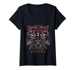 Damen Tiger Art Tierdruck Zoo Wildlife Dschungel Katzenliebhaber Design T-Shirt mit V-Ausschnitt von Graphic Tees for Men Women and Teens