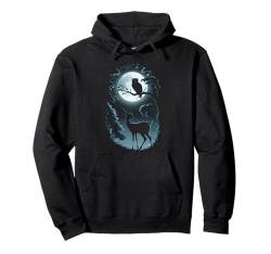 Eule Mond Hirsch Wildtiere Wald Tier Natur Liebhaber Geschenk Pullover Hoodie von Graphic Tees for Men Women and Teens