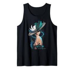 Fashionista Damen Hut Federn Modell Stylisches Glam Design Tank Top von Graphic Tees for Men Women and Teens