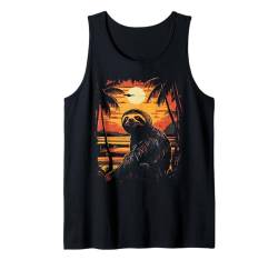 Faultier Sonnenuntergang Strand Tropischer Urlaub Souvenir Geschenk Tank Top von Graphic Tees for Men Women and Teens