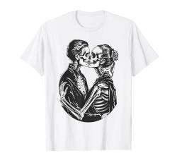 Skelett Paar Kuss Halloween Gothic Emo Punk Schädel Geschenk T-Shirt von Graphic Tees for Men Women and Teens