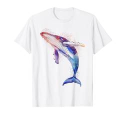 Wal-Liebhaber, Aquarell, Ozean, Tier, Meeresleben, Geschenk T-Shirt von Graphic Tees for Men Women and Teens