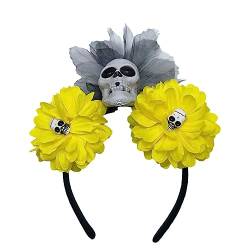 Modischer, mehrfarbiger Haarreif in Blumen- und Totenkopf-Form, für Halloween, Bühne, Hochzeit, Party, Frauen-Stirnband von Greabuy