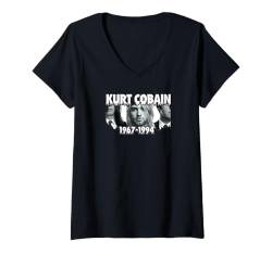 Damen Kurt Cobain_Nirvana_003 T-Shirt mit V-Ausschnitt von Great Moment Store