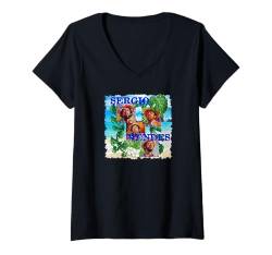 Damen Sergio Mendes_Mas Que Nada_002 T-Shirt mit V-Ausschnitt von Great Moment Store