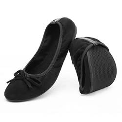 Greatonu Damen Geschlossene Ballerinas Flach Freizeit Tanzschuhe, Schwarz, 40 EU von Greatonu