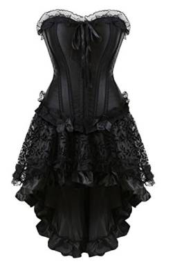 Grebrafan Damen Spitzen Halloween Corsage mit Asymmetrischer Rock Tüll Tutu (EUR(38-40) XL, Schwarz) von Grebrafan