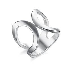 Grewod Ring, 19MM Edelstahl Damen Ring Silber Schlicht Design Poliert Hochzeitsringe Trauringe Eheringe Größe 57 (18.1) von Grewod