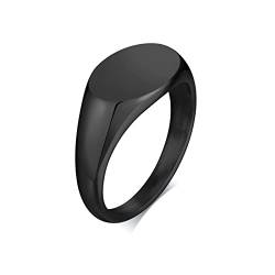 Grewod Ring Modeschmuck Damen, 9MM Edelstahl Ring Schwarz Oval Poliert Ring Poliert Verlobungsringe Hochzeitsringe Größe 62 (19.7) von Grewod