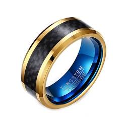 Grewod Ring Wolfram Herren, 8MM Ring Gold Carbon Eheringe Verlobungsring Schmuck Ringe Größe 54 (17.2) von Grewod