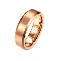 Grewod Ringe für Hochzeit, 6MM Wolfram Herren Ring Rosegold Schlicht Ring Gebürstet Verlobungsring Ring Größe 60 (19.1) von Grewod