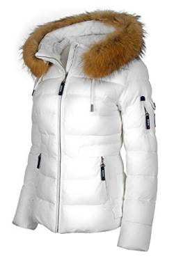 Grimada 9M04 Damen Jacke Winterjacke Skijacke TARORE mit Echtfellkapuze (36, weiss) von Grimada