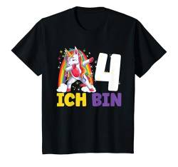 Kinder Schwester Geburtstag Mädchen Ich Bin 4 Einhorn Regenbogen T-Shirt von Große Schwester Geschenke