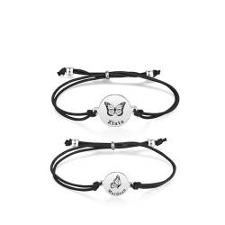 Mutter Tochter Armband Personalisierte Damen Armkette 2er Set 2 Stücke Schmetterling Geschenk zum Muttertag Geburtstag Verstellbar Gravur Mit Name Datum Text Damen Familienarmband Freundschaftarmband von Grovjewfit