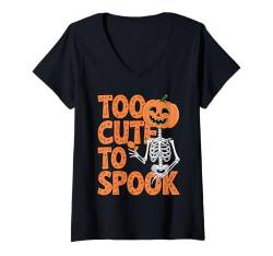 Damen Halloween Zu Niedlich Zum Gruseln Halloween-kürbis T-Shirt mit V-Ausschnitt von Gruselige Halloween Kürbisse Halloween Kostüm