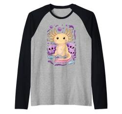 Gruseliger Pastell Goth Axolotl Zombie Horror, Axolotl Raglan von Gruseliges Axolotl Halloween Kostümdesign